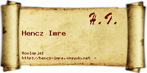 Hencz Imre névjegykártya